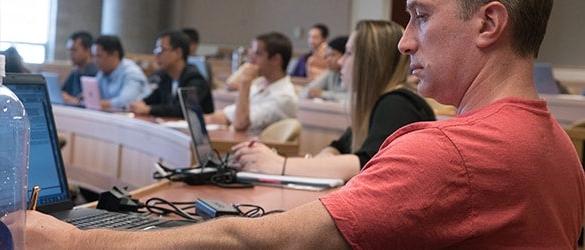 graduate student listening to lecture